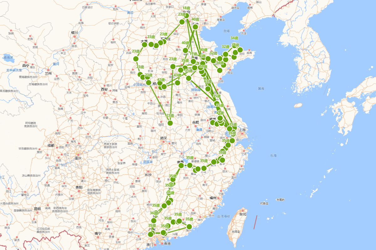 赵执信行迹图（1662——1744）