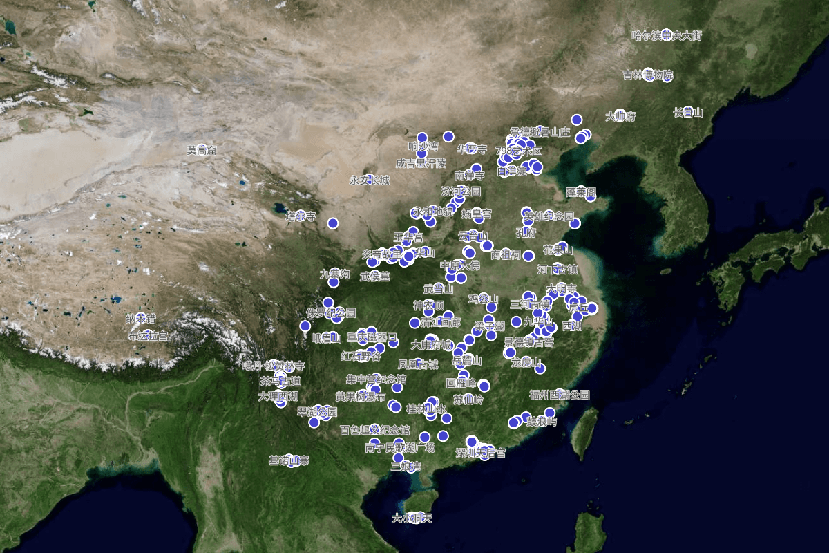 500个旅游景点聚合图