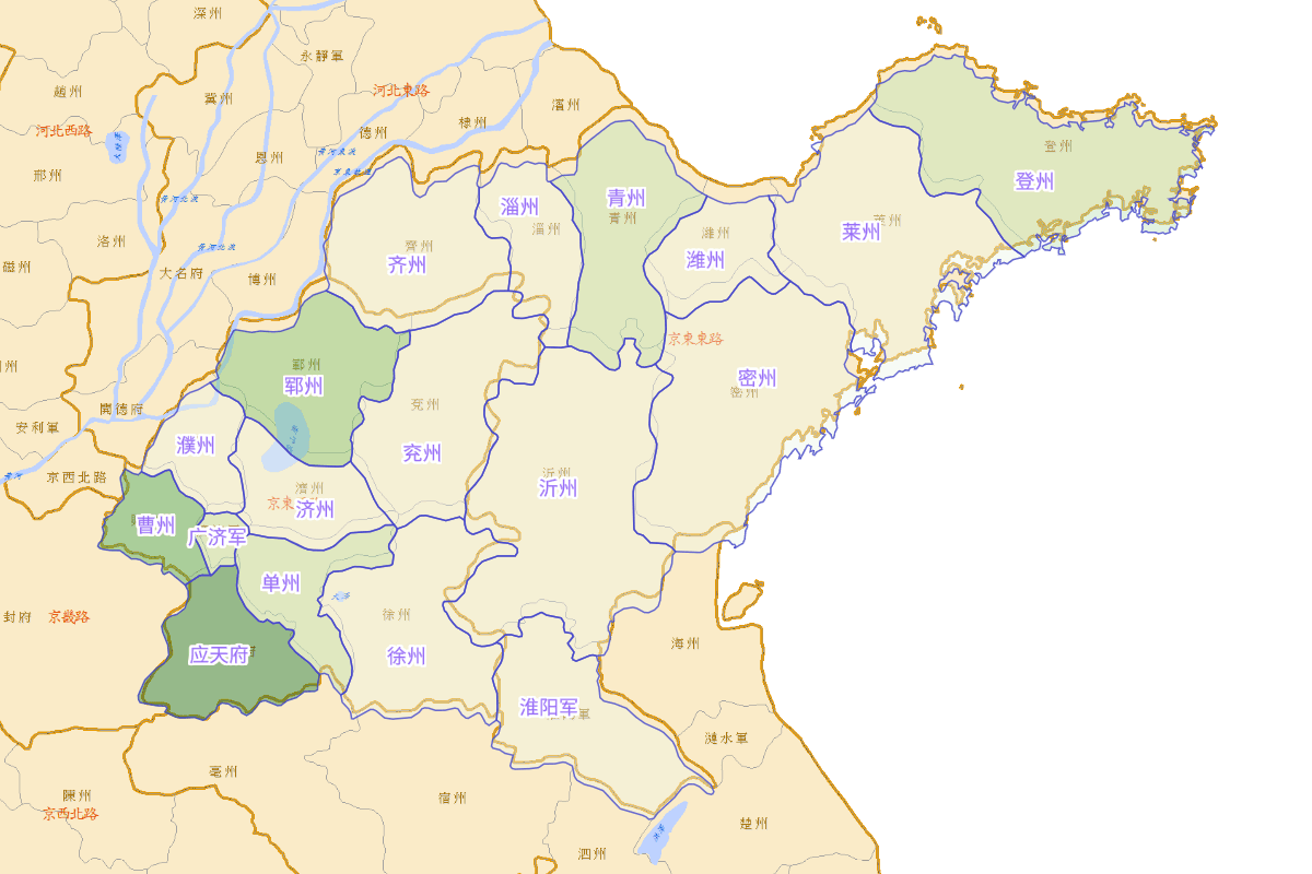 北宋仁宗时期京东路禁军指挥数量分布图