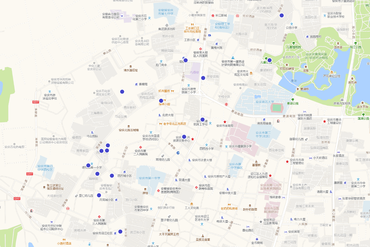 安庆共青团组织建立阶段（1919-1926）相关史迹分布图