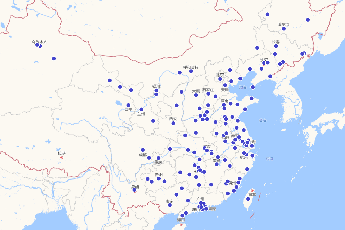 中国世界语组织分布图（1881—1998）