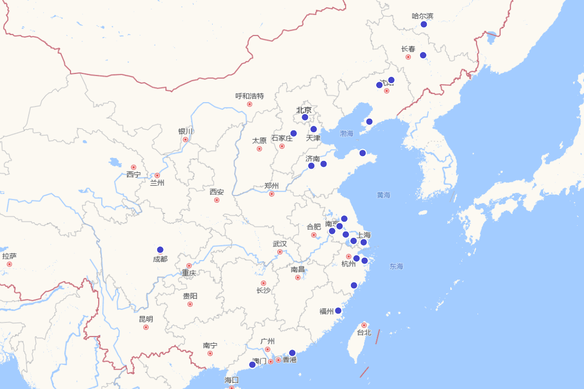 国家最高科学技术奖得主出生地分布图（2000-2019）