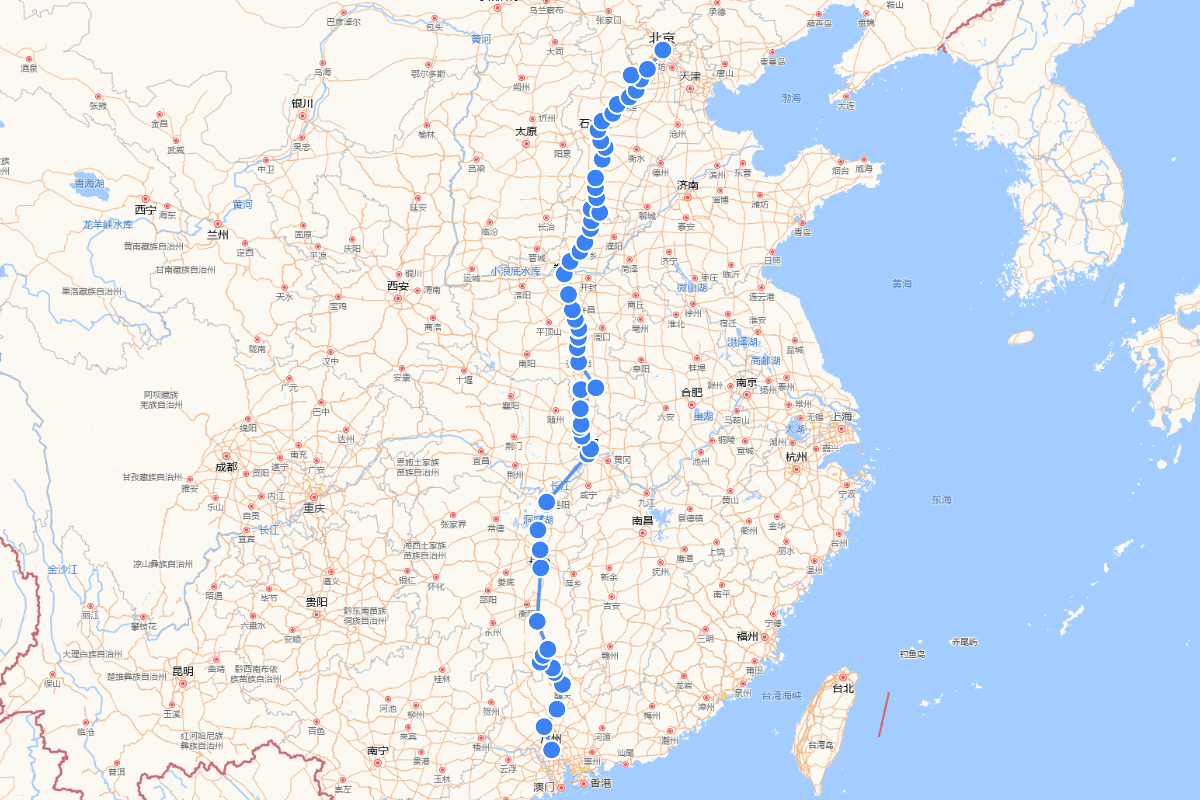 梁佩兰赴京路线图（汉口路）