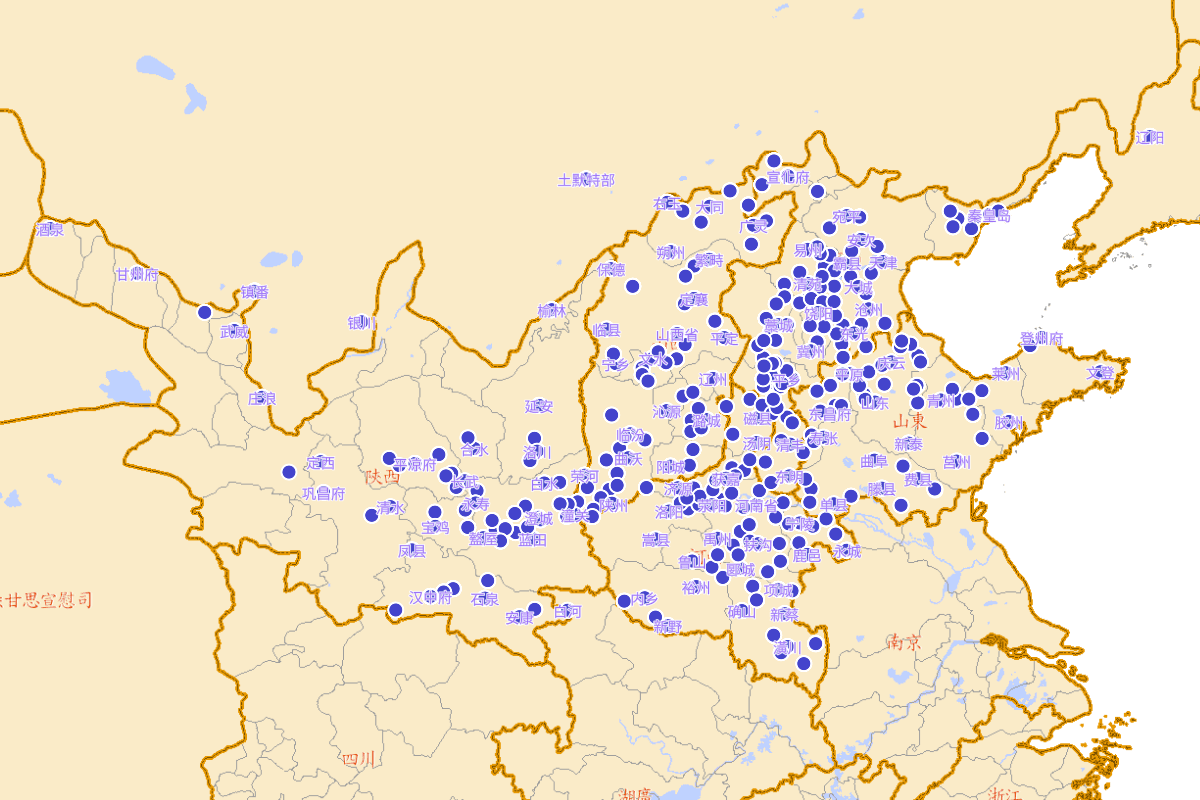 明代北方地区疫灾分布图
