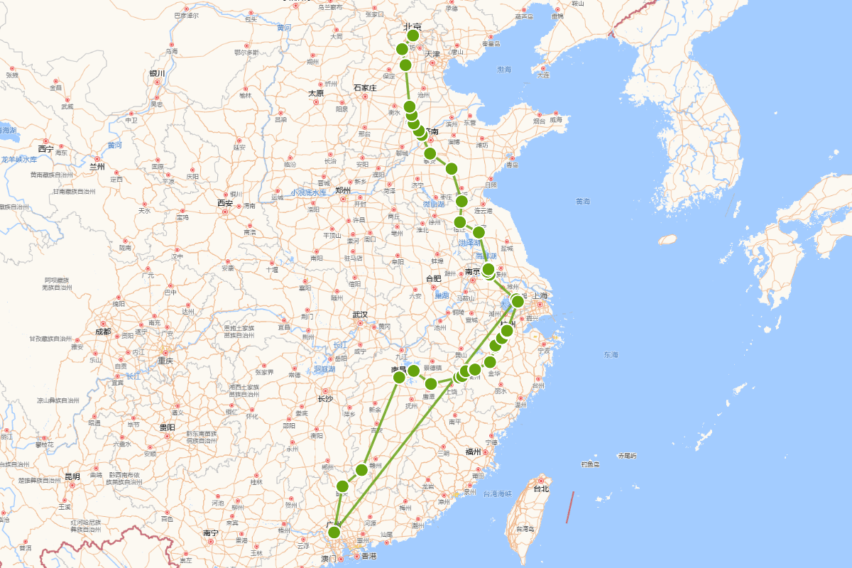 梁佩兰赴京路线图（中江路）