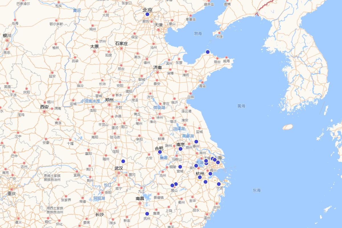 万历十五年（1587年）文人活动地点图