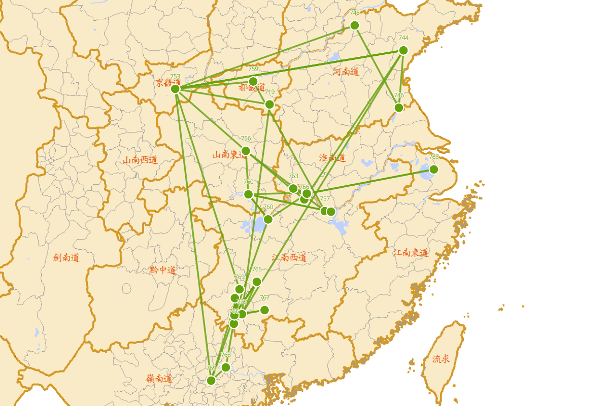 元结行迹图（719～772年）