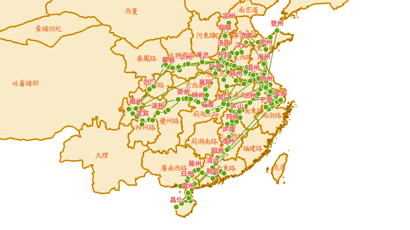苏轼（东坡）行迹图（1037-1101）